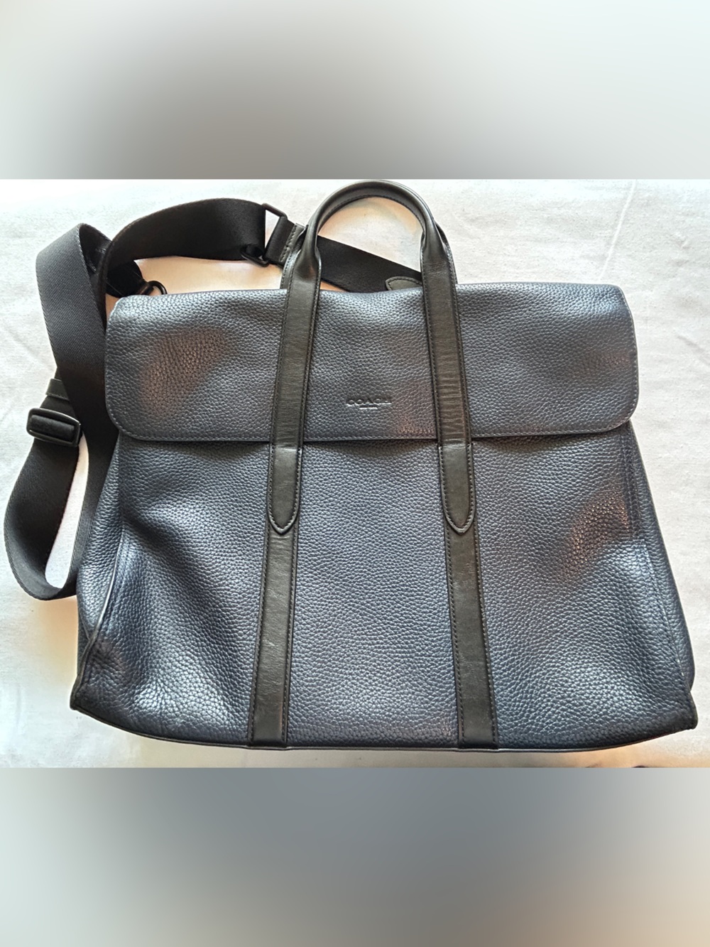 Coach Metropolitan Portfolio Brief Case Tote (Blue Pebbled Leather)